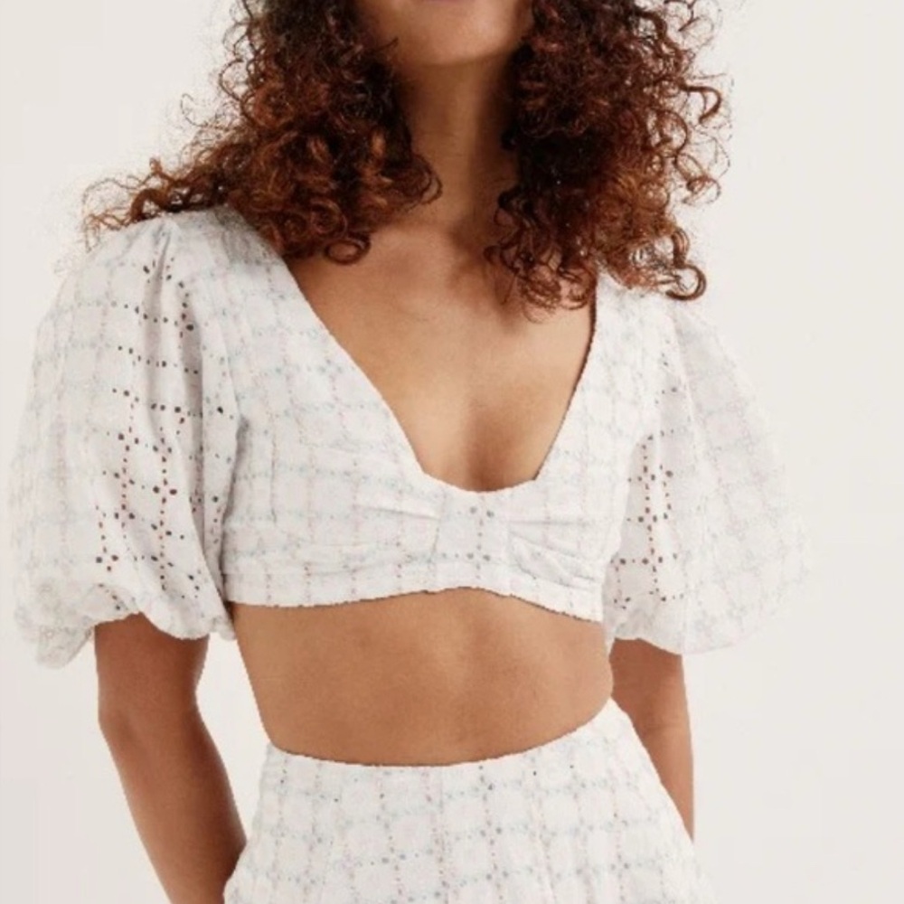 For Love and Lemons Denise Eyelet Crop Top